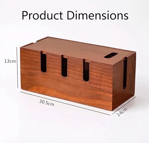 Wood Cable Management Box, Power Strip Cord Organizer Box - Image 3