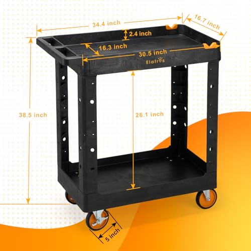 ELAFROS 2-Shelf Heavy Duty Utility Cart, 34.4 x 16.7 x 38.5 in - Image 3