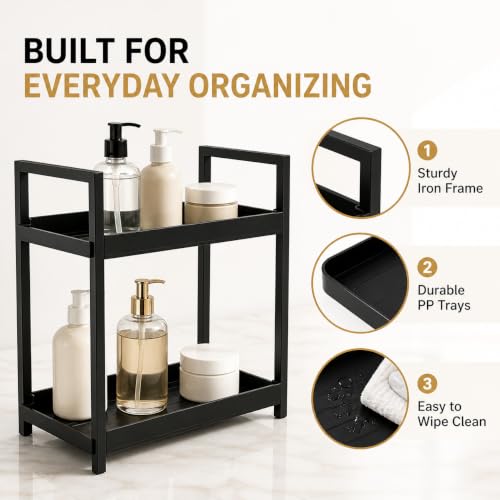 Bathroom Counter Organizer, 2 Tier Black Counter Shelf - Image 7