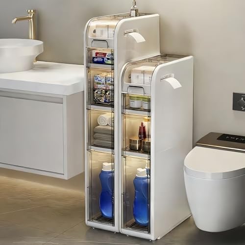 Slim Bathroom Storage Cabinet,7.1in Wide Narrow Gap Cabinet - Image 2