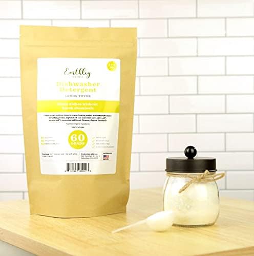 Earthley Wellness, Dishwasher Detergent, Eco-Friendly, Pure, Certified Organic Dish Detergent (60 Loads, Lemon-Thyme)