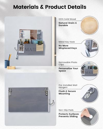 DLQuarts Solid Wood Mail Organizer Countertop or Wall - Image 6