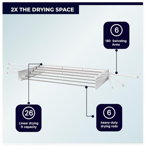 MODERN-X Wall Mounted Clothes Drying Rack Foldable w/ 2 - Image 5