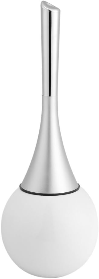 Toilet Brush Set, Stainless Steel Base Water Proof and ABS Plastic Handle Anti Impact, with Concealed Holder for Modern Bathroom Decor (White Base)