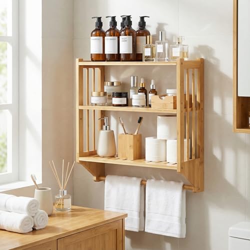 Goaste Bamboo Over The Toilet Storage Shelf, 3-Tier Wall - Image 7
