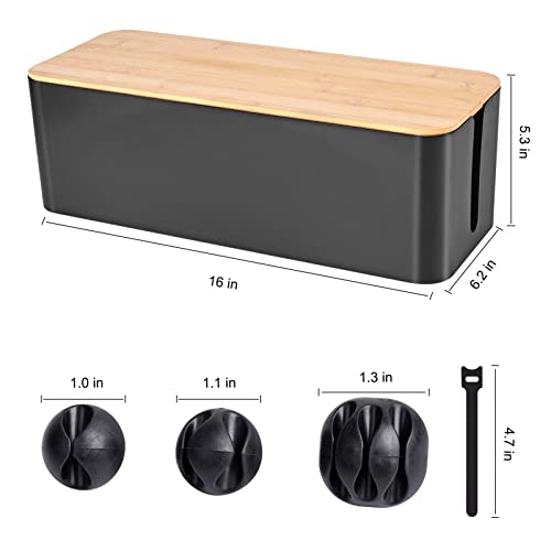 Tuwechen Cable Management Box, Wooden Style Large Cord Organizer - Image 3