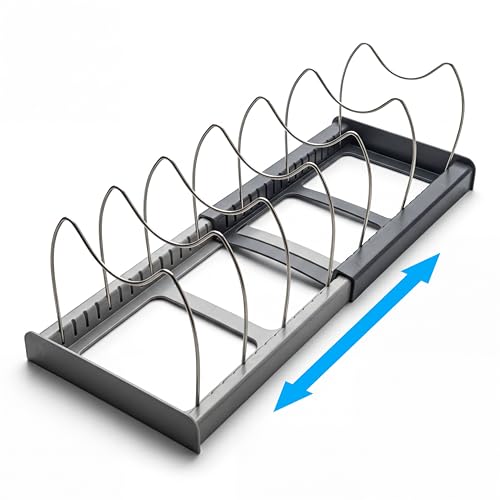 OMIO Expandable Pot Lid Organizer Rack for Under Cabinet - Image 2