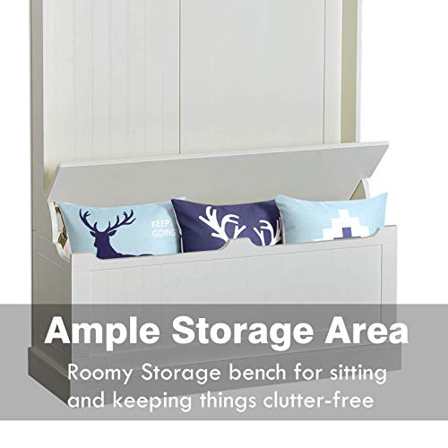 HOMCOM Hall Tree with Shoe Storage, Entryway Coat Rack with Bench - Image 7