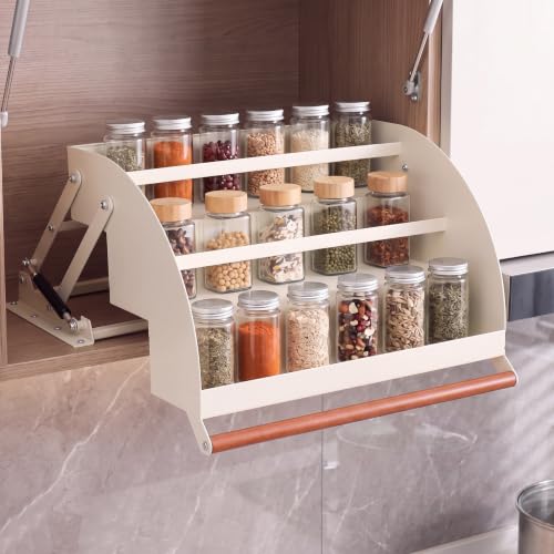 3-Tier White Pull Down Shelf for Kitchen Cabinets Pull - Image 2