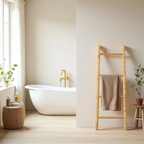4-Tier Rattan Blanket Ladder Shelves, 3.9Ft (47Inches) - Image 7