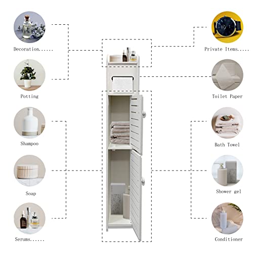 Small Bathroom Storage Cabinet, Slim Toilet Paper | Home Organization - Image 5