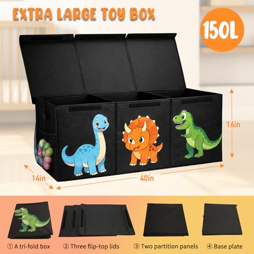Extra Large Collapsible Toy Box Chest, Sturdy Dinosaur Toy - Image 4