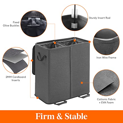 Lifewit Double Laundry Hamper with Lid, Removable Laundry Bags - Image 5