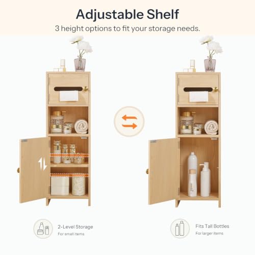 HOOBRO Small Bathroom Storage Cabinet, Wooden Slim - Image 5
