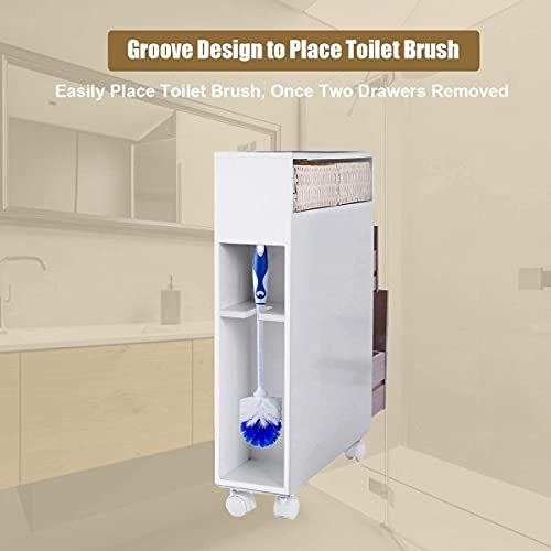 Squareful Narrow Bathroom Cabinet, Rolling Slim Storage Cabinet - Image 7