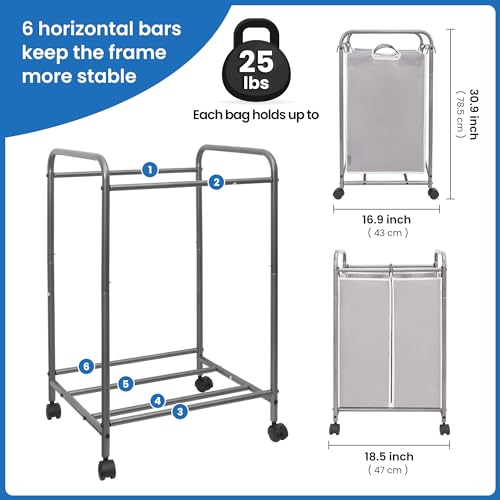 STORAGE MANIAC 2 Section Laundry Sorter, Laundry Hamper - Image 4
