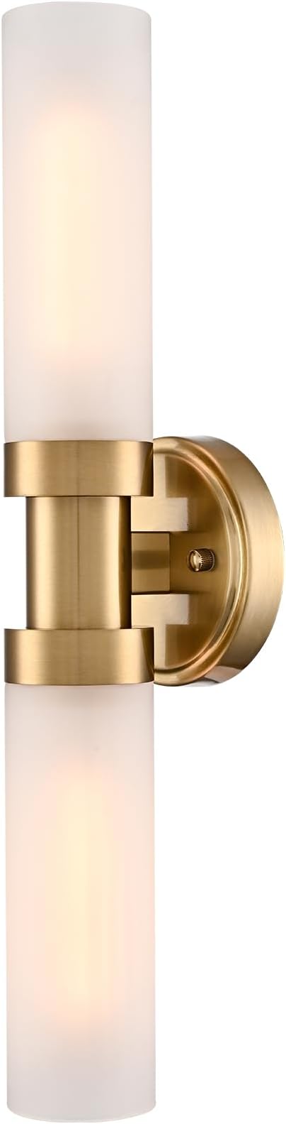 20-Inch Gold Bathroom Light Fixtures Wall Sconce with Frosted Glass Shade Modern 2-Light Cylinder Vanity Lights Brass Glass Sconces Wall Lighting for Living Room Bedroom