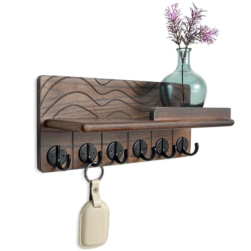 Key Holder Wall Decor, 11.8" Solid Ash Wood Entryway Organizer - Image 2