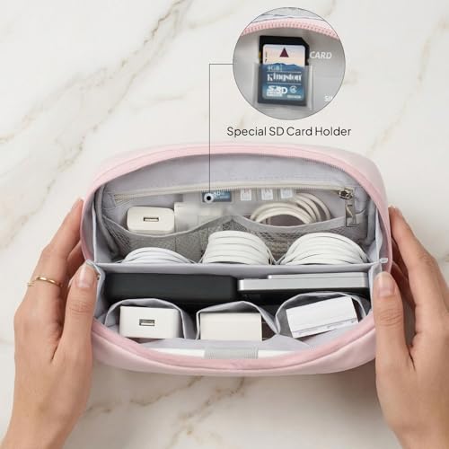 TOPEAST Quilted Cable Organizer Bag, Soft Tech Pouch & - Image 5