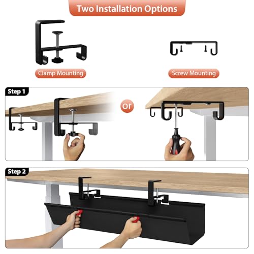 Univivi No Drill Under Desk Cable Management Tray, 28 inch - Image 7