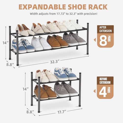 STORAGE MANIAC Expandable Shoe Rack for Closet, 8 Pairs - Image 4