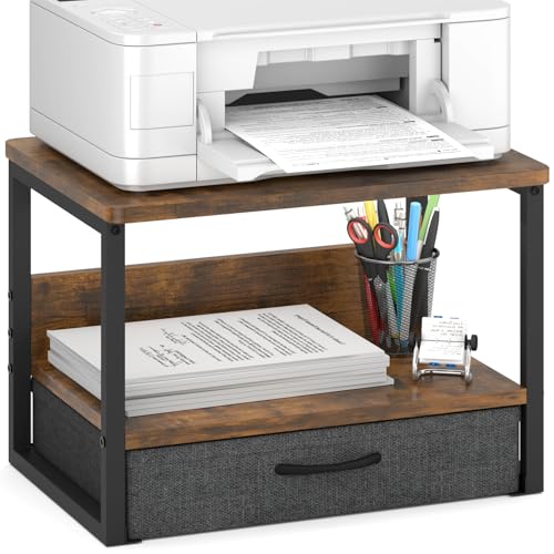 Desktop Printer Stand with Storage Drawer, Printer Riser for Desk - Image 2