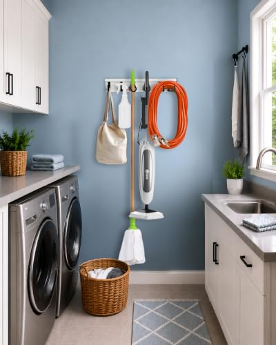 18-Inch Wall-Mounted Storage System with Adjustable Hooks - Image 8