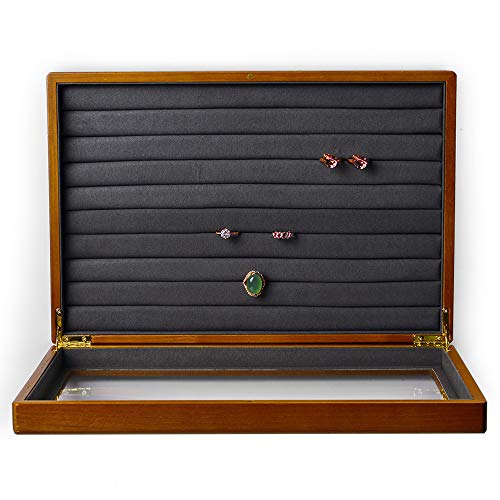 Oirlv Wood Jewelry Box Rings Earrings Acrylic Lid - Image 5
