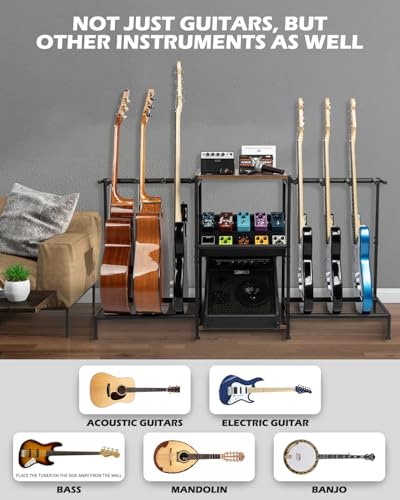 Guitar Stand - Multiple Guitar Rack with Pedals Organizer - Image 6