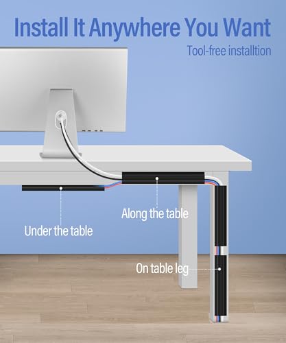 6 Pack Under Desk Cable Management Kit, J Channel Cable - Image 5