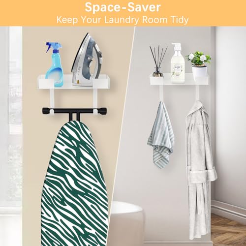 Ironing Board Holder, Iron Board Storage Hanger White-with Shelf - Image 4