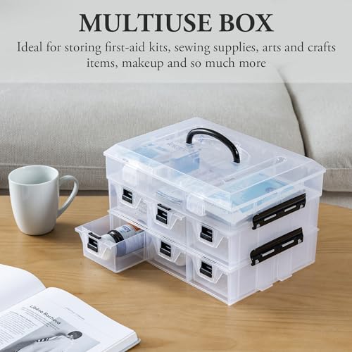 MyGift 11 Inch Clear Plastic Storage Box Container, Arts - Image 6
