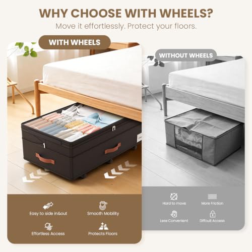 Adjustable Under Bed Storage with Wheels for Clothes - Image 7