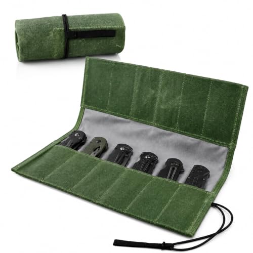 Pocket Knife Roll Display Case,12-Slot Canvas Knife Cases - Image 2