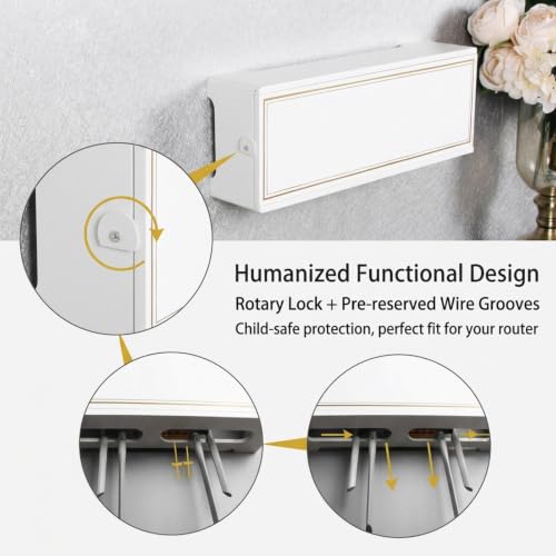 WiFi Router Storage Cabinet Wall Mount Router Hider Box with Door - Image 6
