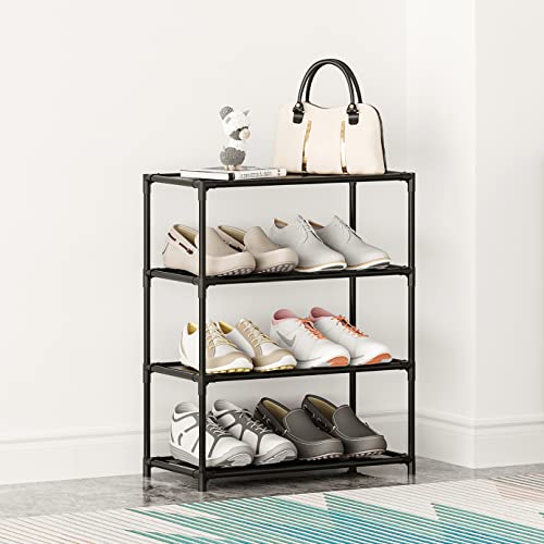 Small Shoe Rack 6-8 Pairs Sturdy Shoe Shelf 4-Tiers Narrow - Image 3