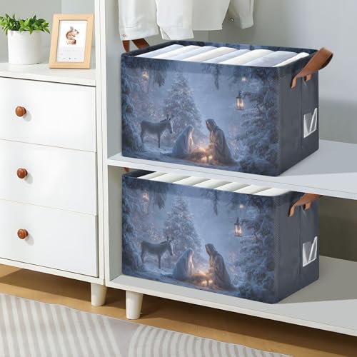 Christmas Nativity Scene Storage Basket Foldable Cube - Image 3