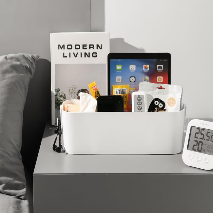 Bedside Hanging Caddy Storage Shelf Organizer with 2 Hooks White - Image 3