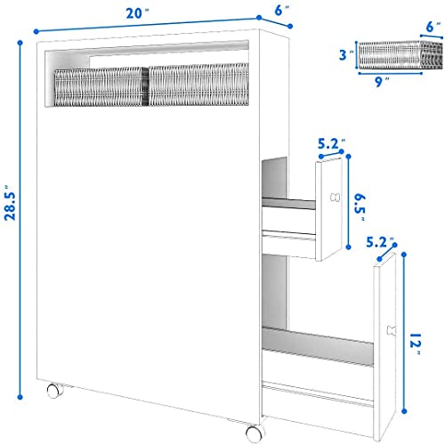 Squareful Narrow Bathroom Cabinet, Rolling Slim Storage Cabinet - Image 4