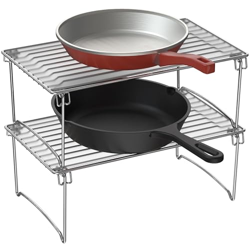 Deco Brothers Stackable Cabinet Shelf Organizer, 2 Pack, Chrome - Image 4