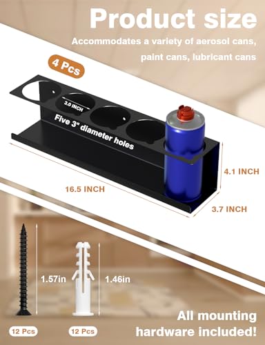 sogiv 4 Pack Spray Can Holder Organizer, Wall-Mounted - Image 3