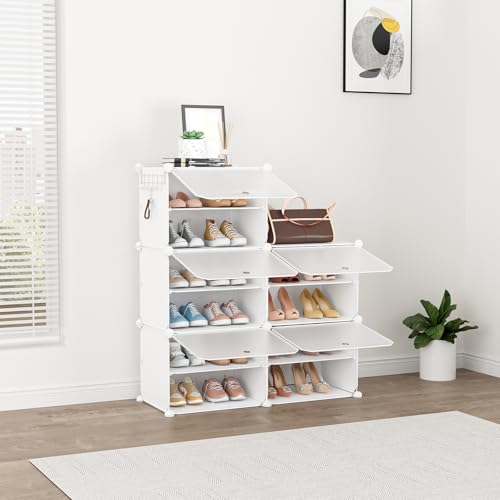 Shoe Rack 10 Tier Shoe Storage Cabinet with Door 20 Pair - Image 5
