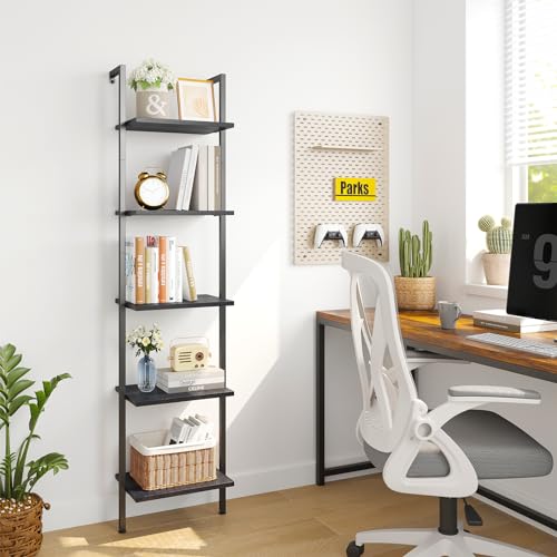 Ladder Shelf, 5-Tier Wood Wall Mounted Ladder Bookshelf - Image 3