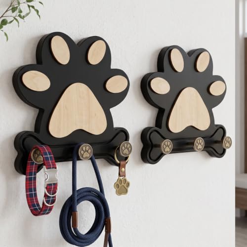 2 Pack Dog Leash Holder for Wall, Pine Wood Dog Leash | Pet Essentials - Image 2