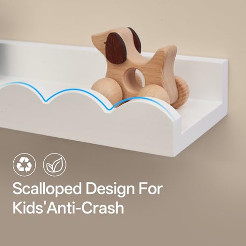 Scalloped Baby Book Floating Shelf for Wall 24 inch Set - Image 7