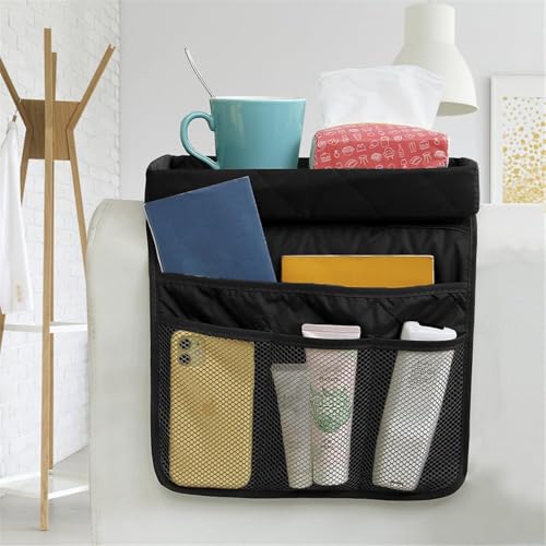 Couch Cup Holder Tray with Detachable Tray, Flodable - Image 2
