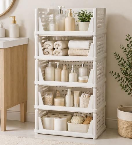 5 Pack Stackable Closet Storage Basket - Stackable Storage - Image 7