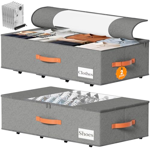 TOSKING 2-Pack Under Bed Storage Drawers with Wheels, Gray - Image 2