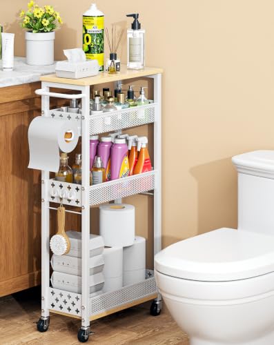 OKZEST Slim Bathroom Organizers and Storage Cart with Toilet - Image 2