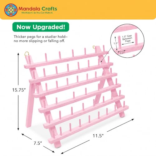 Mandala Crafts 60 Spool Pink Thread Rack Sewing Embroidery - Image 3